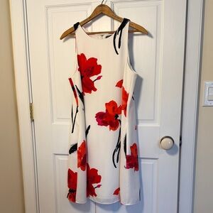 Lauren Ralph Lauren White Dress with Red Floral Print Size 10